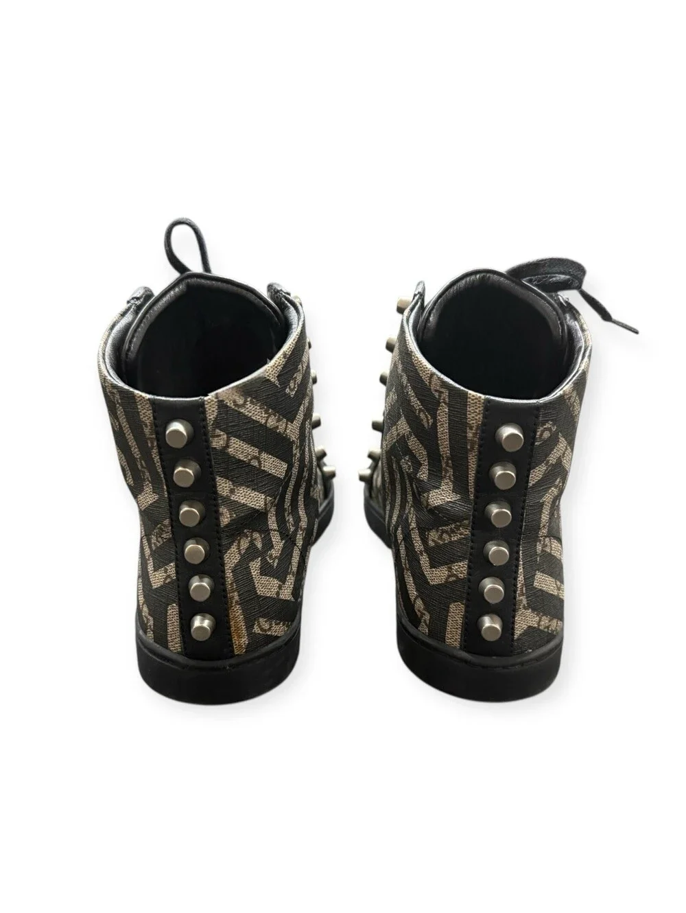 Men GUCCI 'Caleido' Black / Brown Leather Sneakers Size US 8 - GUCCI 7G
